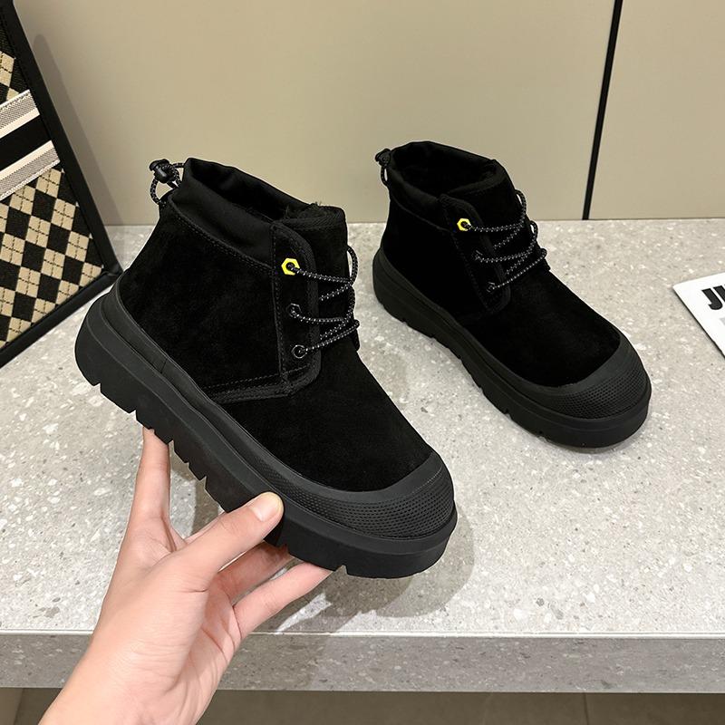 Wang Yi Bonum Snow Boots Women's Winter New Casual Platform Martin Boots Fleece Thickened Cotton Shoes