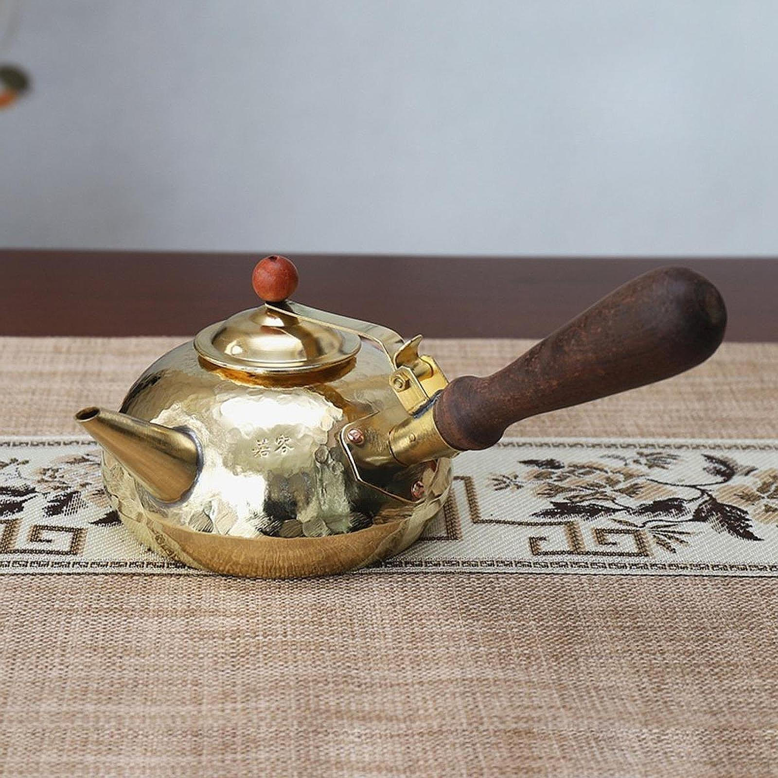 

Медный чайник с боковой ручкой, одноручный чайник для китайской чайной церемонии, кипящая вода для