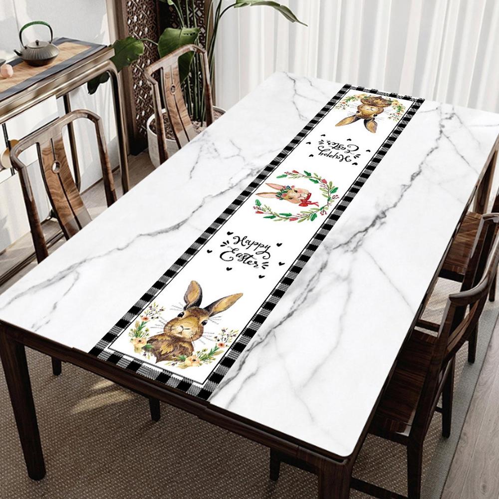 Easter Bunny Table Runner Printed Table Runner Table Flag Cloth Cover Coffee Tablecloth Party Home Decor For Kitchens Dining