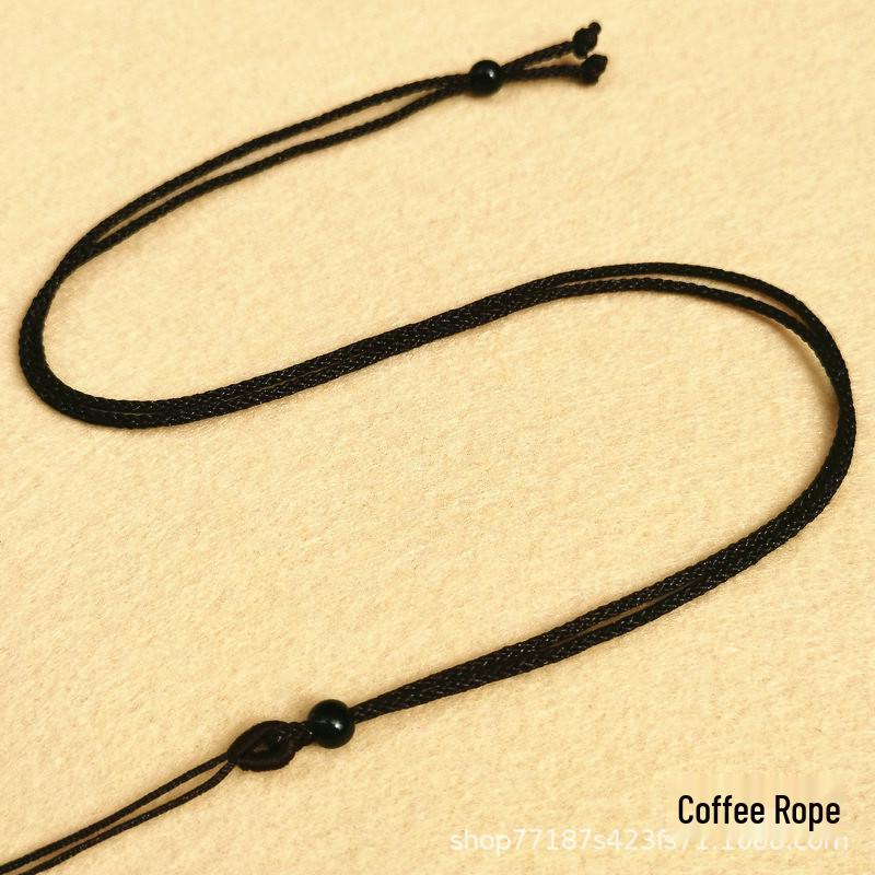 Adjustable Hand-Woven Necklace Cord with Crystal, Beeswax, Silver & Gold Jade Pendant for Men & Women