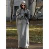 Eleganter Kunstpelz Langmantel Damen Langarm Revers Locker Wollig Weibliche Maxi Oberbekleidung 2026 Herbst Winter Luxus Grau Damenjacken