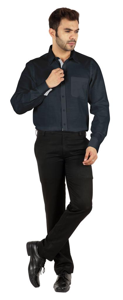 BestMan Formal Classic Button Down Cotton Shirts Inner Contrast Regular Fit Office Shirt For