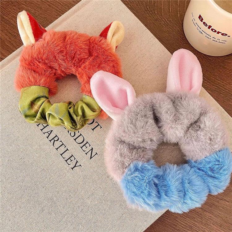 Diademas de Peluche para Otoño/Invierno Diademas Lindas de Dibujos Animados Diadema con Orejas Lindas Tridimensionales Anillo Elástico de Intestino Grueso