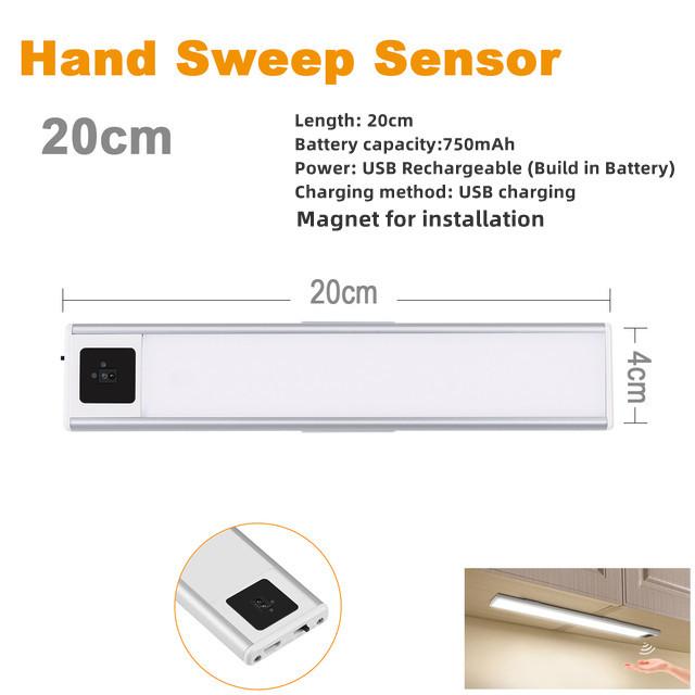 Under Cabinet Lights Motion Sensor USB Rechargeable Lamp Aluminum LED Bar Light Wireless Magnetic Stick-On Closet Night Light