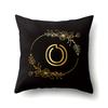 Polyester Pillowcase Black Gold Flower Home Decoration Print Pillowcase 26 English Letter Cushion Cover