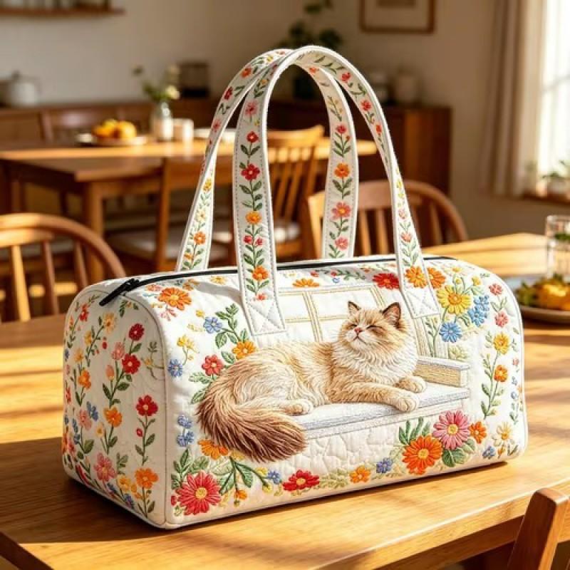 TEMU Quilted Travel Bag Fashion Print Womens Yoga Tote Gym