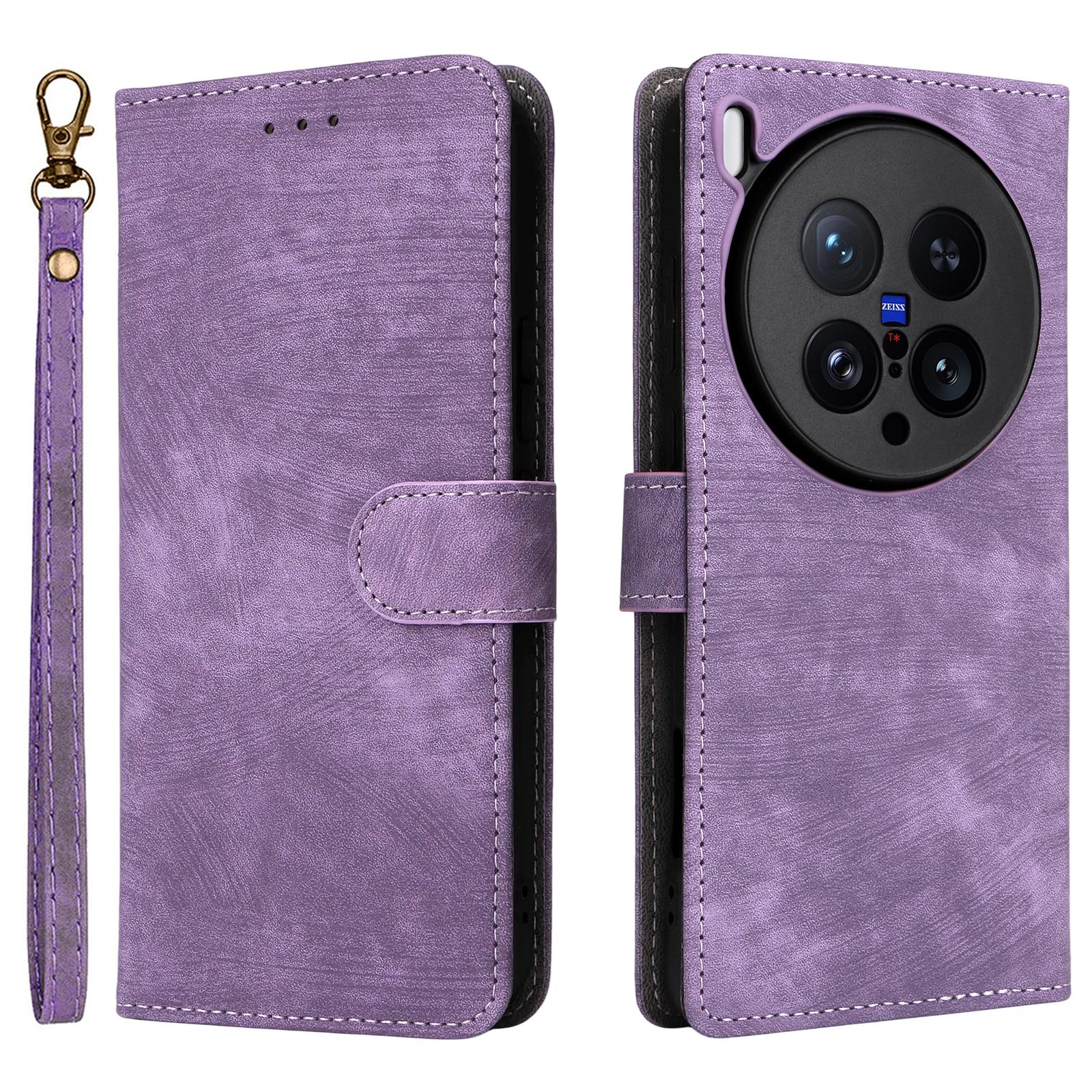

For vivo X200 Ultra 5G Case Wallet RFID Blocking PU Leather Phone Cover Stand with Strap Purple