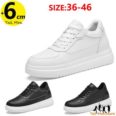 Man  Lift Sneakers Men Booster Shoes White Elevator Height Increase Insole 6cm Plus Size 37-46