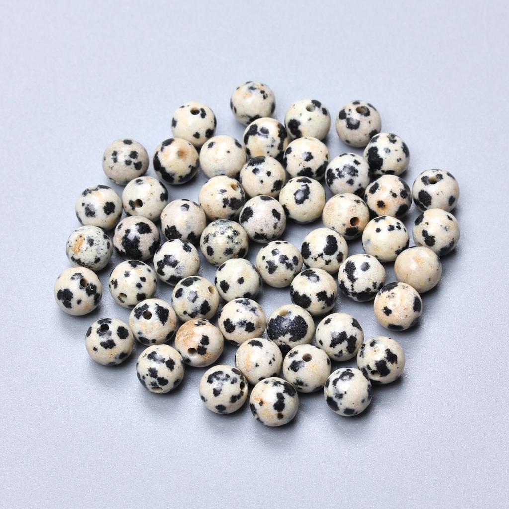 60-20pcs 4 6 8 10 12MM Speckle Natural Stone Dalmation Jasper Round Beads For Jewelry Making Bracelet Necklace Accessories