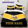 Custom Name Minnesota Vikings2 Pattern Bedding Quilt Set  Home Decoration  Gift (1 * duvet cover + 2 * pillowcase  without core)