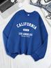 Kalifornien Los Angeles Gegr. 1776 Drucke Sweatshirts Damen Rundhals Basics Kapuzenpullover Locker Fleece Warme Oberteile Winter Damenbekleidung