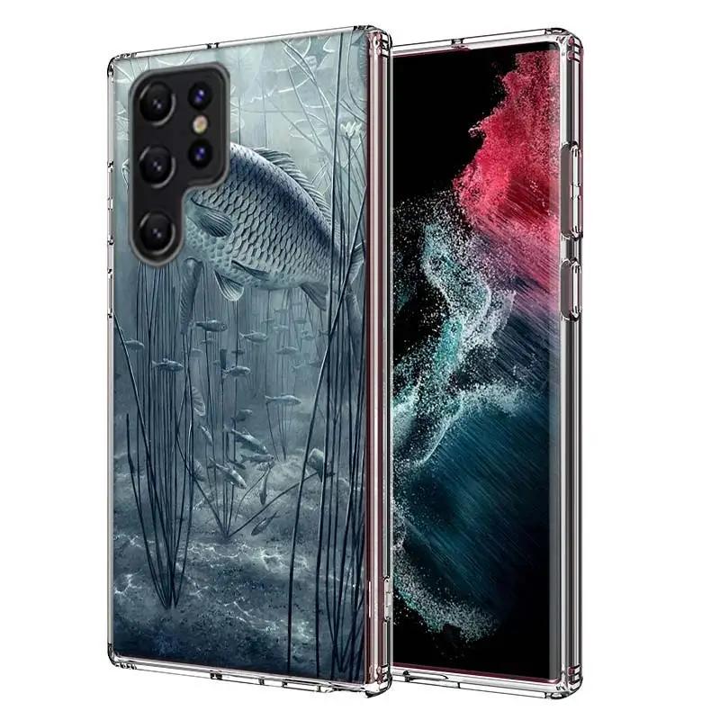 Carp Fishing Cover For Samsung Galaxy S21 S20 S23 FE S22+ S24 Ultra S25 Edge Phone Case S10 Plus Clear Capa Coque Pattern Fundas