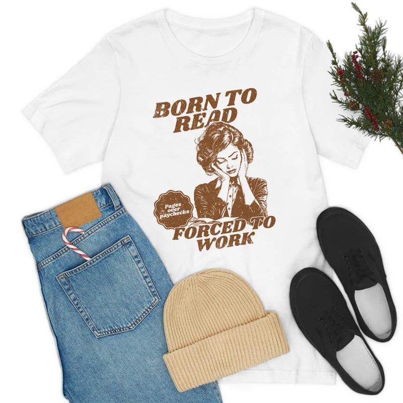 Born to Read Lustiges Meme Buchliebhaber T-Shirts Hippie Retro Stil Buchliebhaber T-Shirt Damen Niedliche Vintage Grafik Tops Leser Geschenke