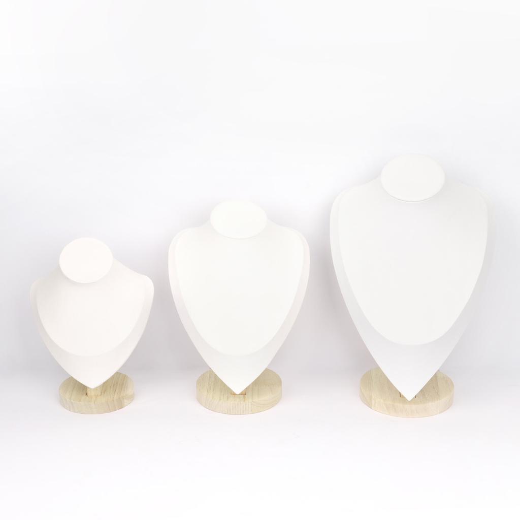 1pc Velvet Portrait Necklace Storage Rack With Wooden Base Jewelry Display Stand Jewelry Mannequin Bust Holder