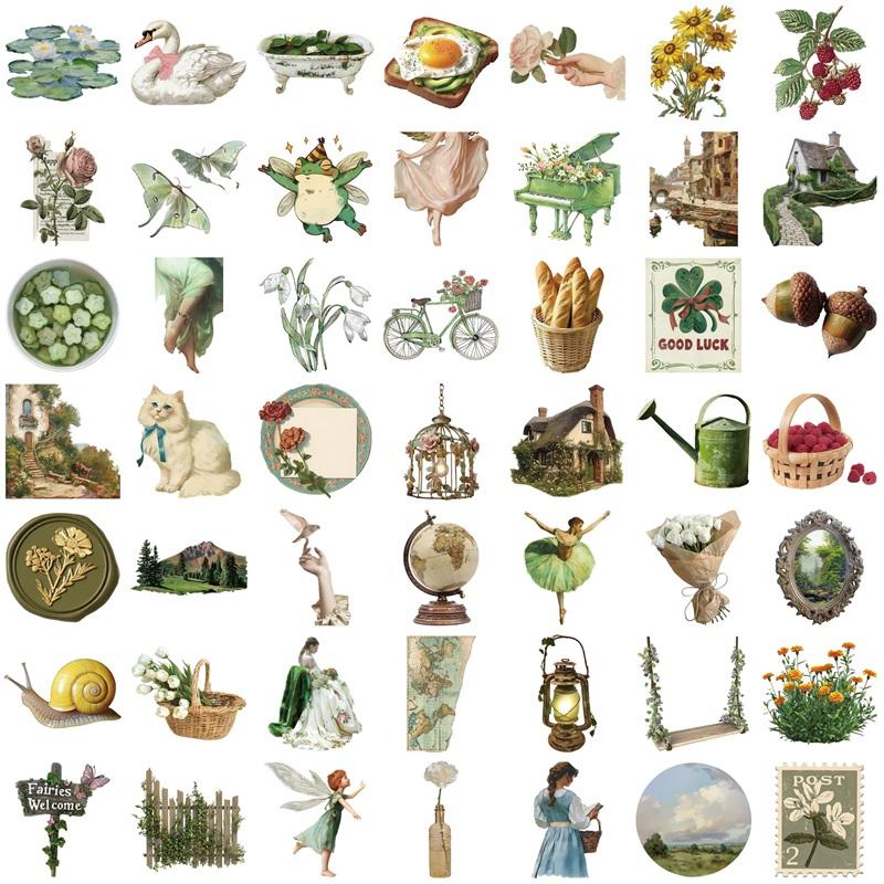 10/30/50 PIEZAS Pegatina Adhesiva de PVC de Vida Rural Vintage Papelería Estética Decoración DIY Scrapbooking Material Escolar