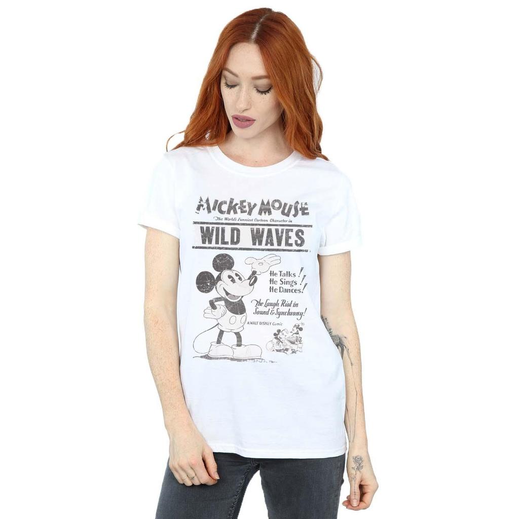 Disney Womens/Ladies Mickey Mouse Making Waves Cotton Boyfriend T-Shirt