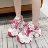 Fashion Women Platform Breathable Leather Shoes New Autumn Chunky Sneakers 7CM Wedge Hidden Heels Leisure Sports Casual Dad Shoes Woman