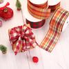 2 Roll Fall Plaid Burlap Ribbon Check Ribbon Plaid Wired Edge Ribbons for Thanksgiving Autumn Party DIY Bow Wrapping