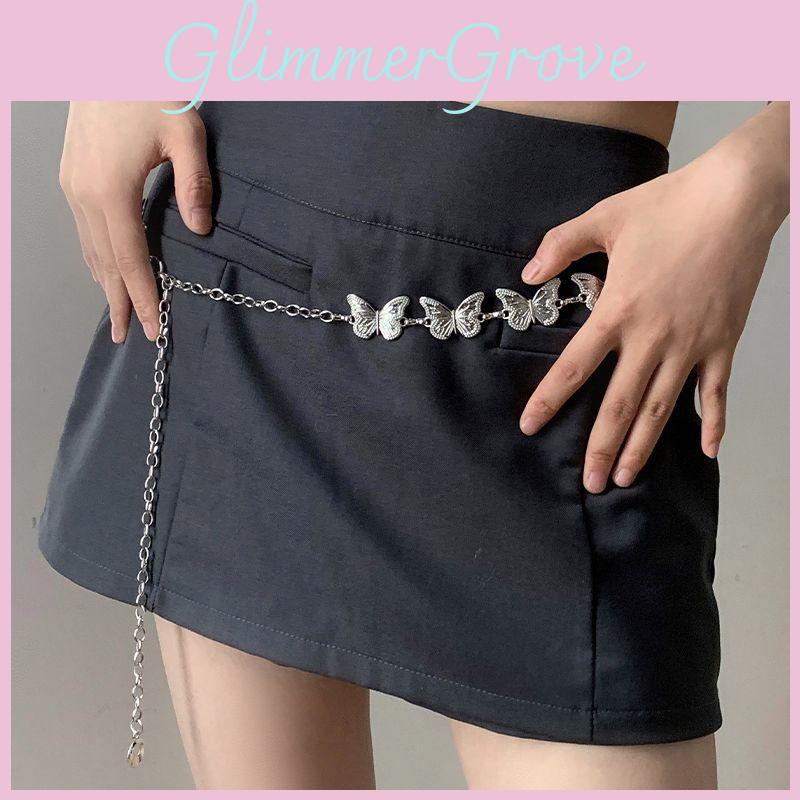 Elegant Butterfly Metal Waist Chain For Women Unique Design Aesthetic Y2k Vintage Style Accessory