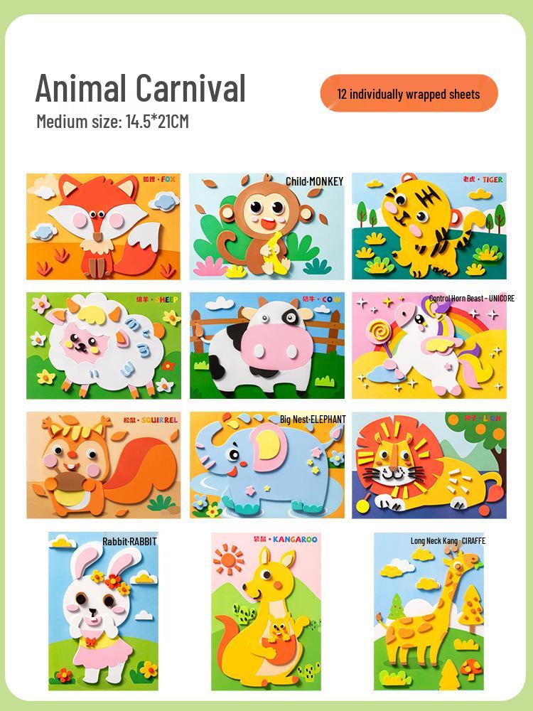 Kids  3D EVA Sticker Craft Kit: Educational DIY Paste Pack for Boys & Girls