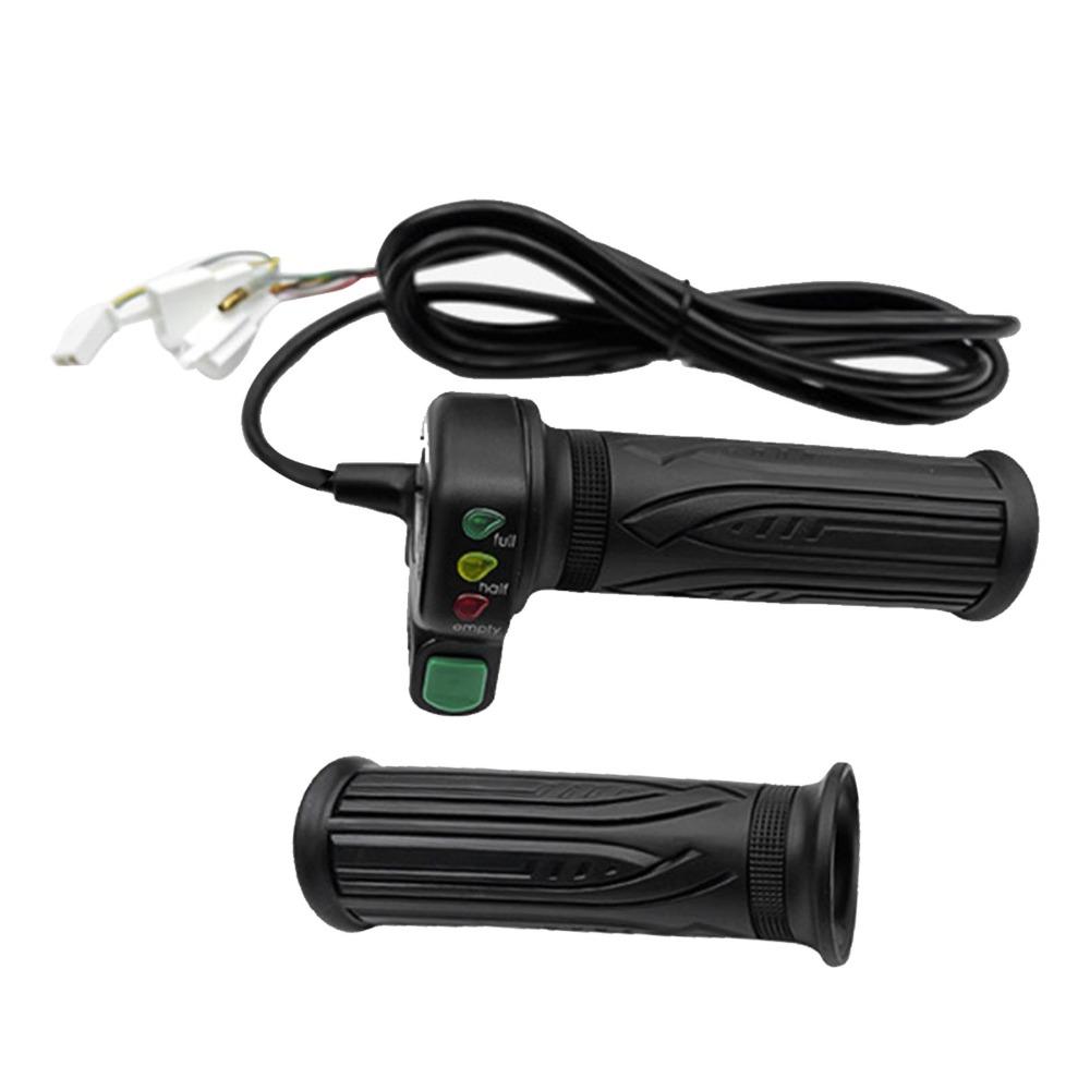Black Twist Throttle Control 3 LED Battery Lights Self Lock Throttle Handlebar Mount