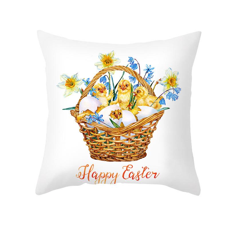 Cute Cartoon Rabbit Easter Pillow Cover New Sofa Cushion Cover Peach Leather Velvet Head Pillow Cover Premium Durable