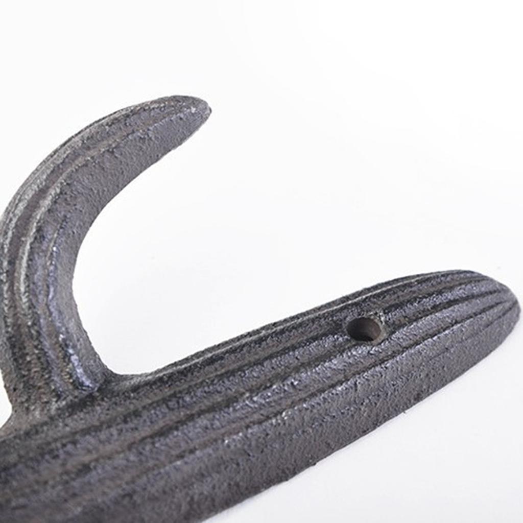 Wall Mounted Cactus Shaped Double Hook Sturdy Iron Coat Hanger for Entryway or Bathroom Easy Installation Towel Hook