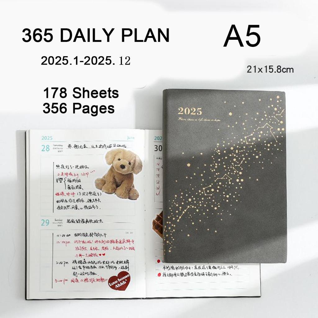 A5 Leder Studenten 2025 Zeitplaner Ganzjahresplaner Business Notizblock 365 Tage Tagesplaner Memo Notizbuch 178 Blatt 356 Seiten