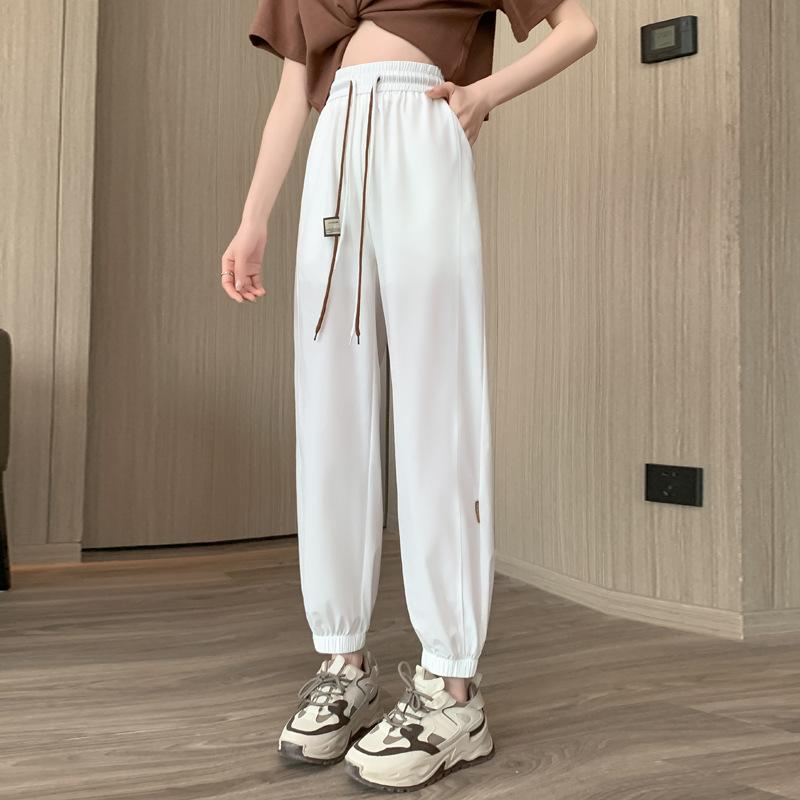 Summer Elastic Waist Quick-drying Casual Long Pants High Waist Thin Sunscreen Breathable Sweatpants