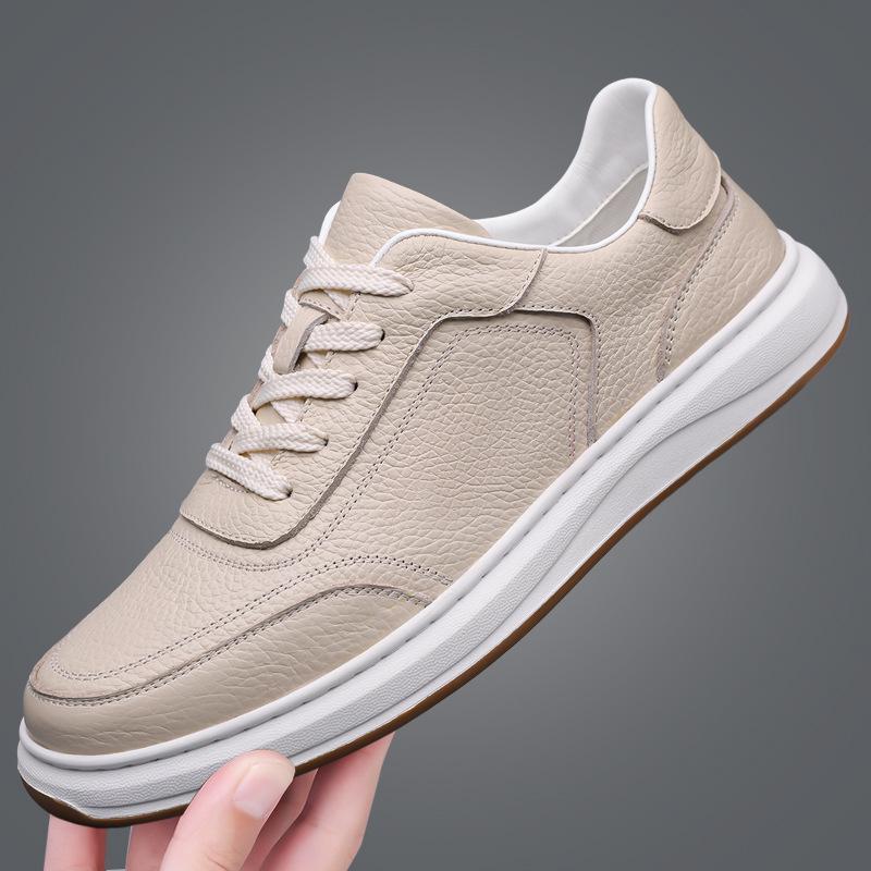 Spring 2025 Men s Fashion Soft Leather Casual Skate Shoes - Trendy, Versatile, Simple White Sneakers 39
