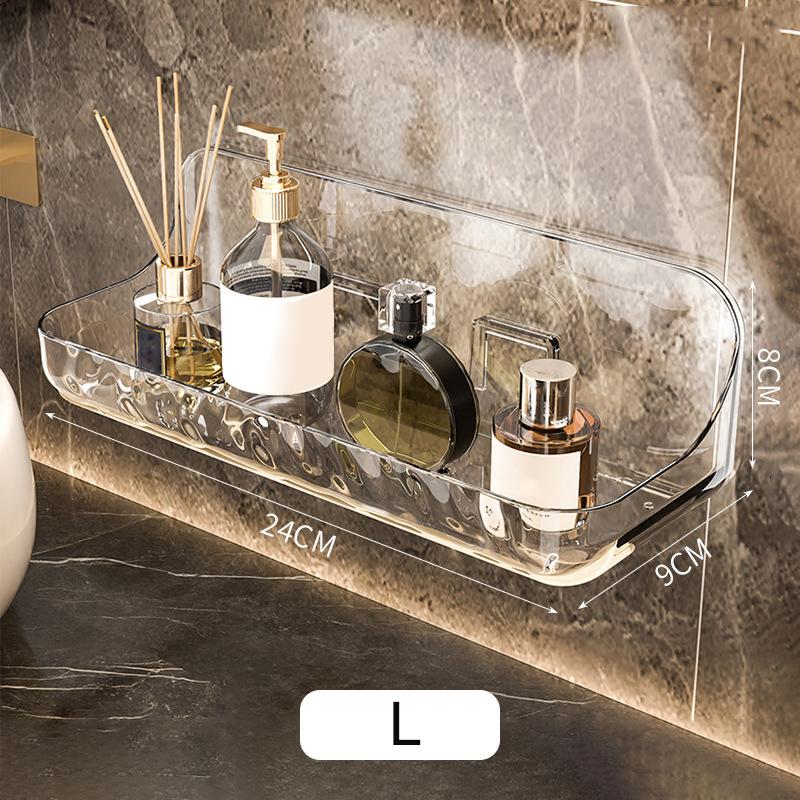 Badrumssmink Organizer Ingen borrning Kökshylla Badrumshylla Tillbehör Toalett Schampo Dusch Förvaring Vägghängt ställ