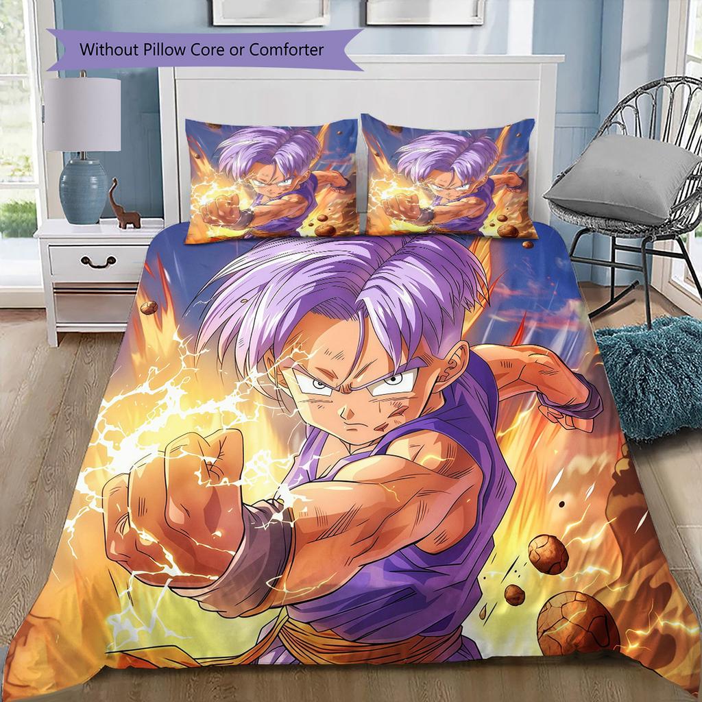 Trunks Saiyan Bedding Set, 1 Duvet Cover & 2 Pillowcases, Suitable for Home, Ideal Gift for Dragon Ball Fans