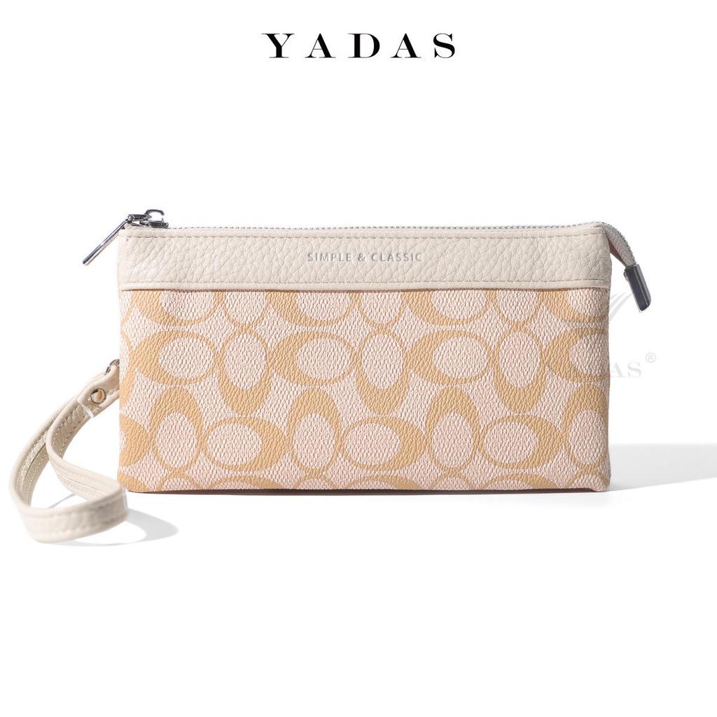 YADAS Ladies' Classic Oval Print Zipper Wristlet Bag - PU Leather