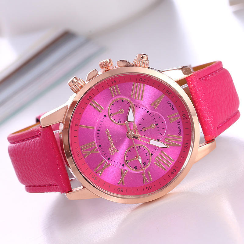 Elegante orologio al quarzo da donna Geneva con cinturino in pelle Orologio da polso elegante e casual per l'uso quotidiano