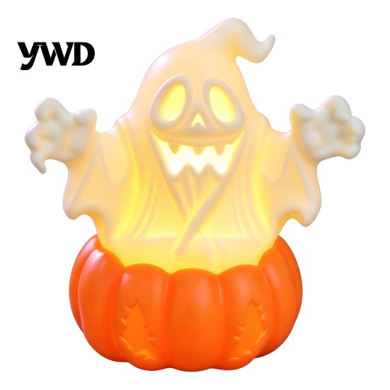 Decorative Fall Lights Halloween Pumpkin Light, LED Lighted Ghost Skull Lantern, Spooky Seasonal Atmosphere Lighting Tabletop Lamp for Home
