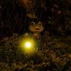 1pc Outdoor Garden Balcony Villa Ornament Solar Frog Cycling Lighting Crafts Ornament
