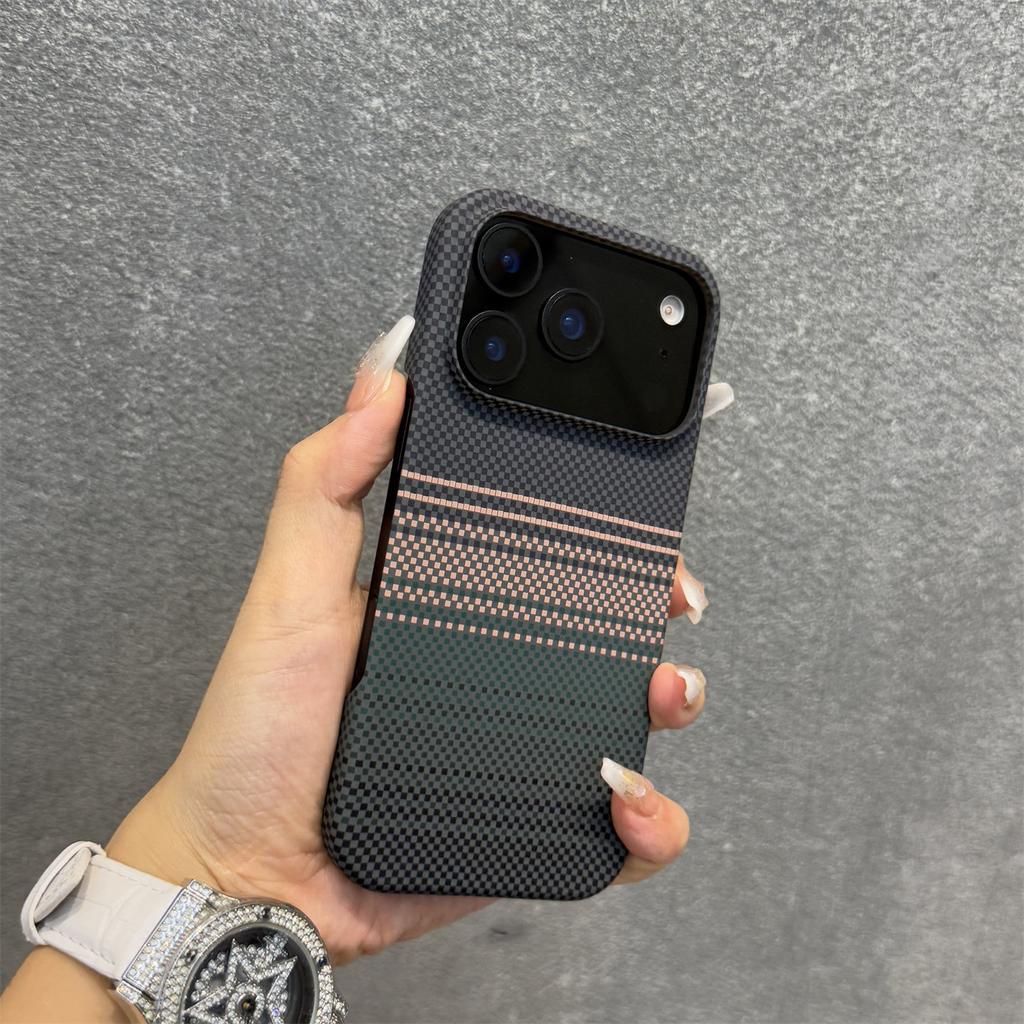 For Magsafe Frameless Carbon Fiber Texture PC Phone Case For iPhone 17 Air 16 Plus 15 14 13 12 17 Pro Max Wireless Charge Cover