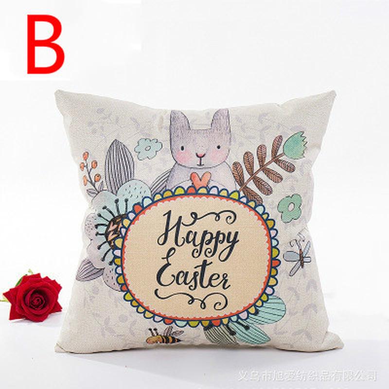 1PC Pillowcase 45x45cm Happy Easter Decorations  Home Easter Rabbit  Pattern Pillow Cover Wedding
