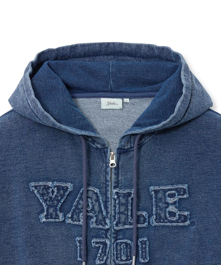 Yale Pigment Applique Zip-Up Hoodie_Navy