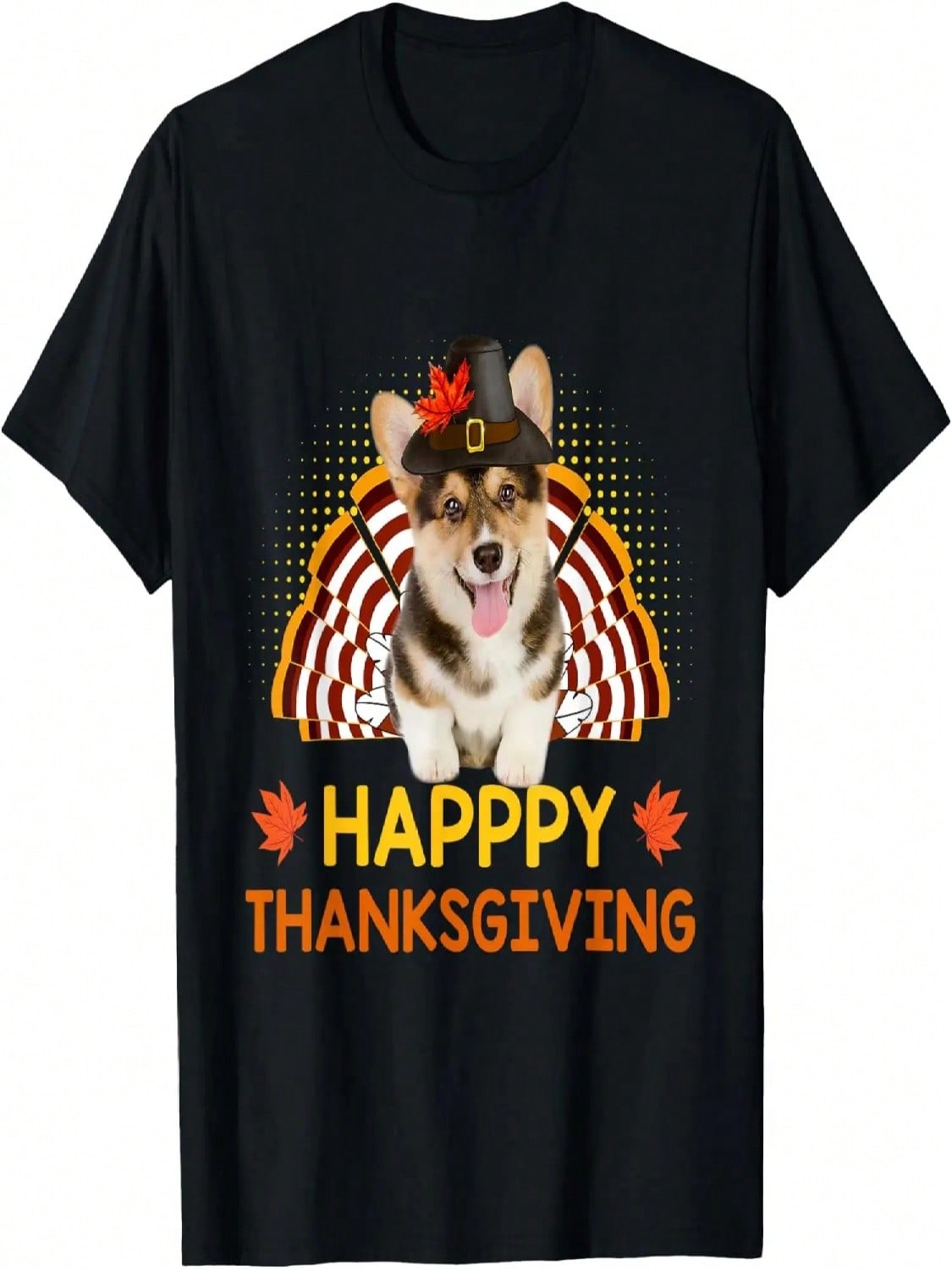 Funny Corgi Dog Turkey Happy Thanksgiving Costumes T-Shirt S