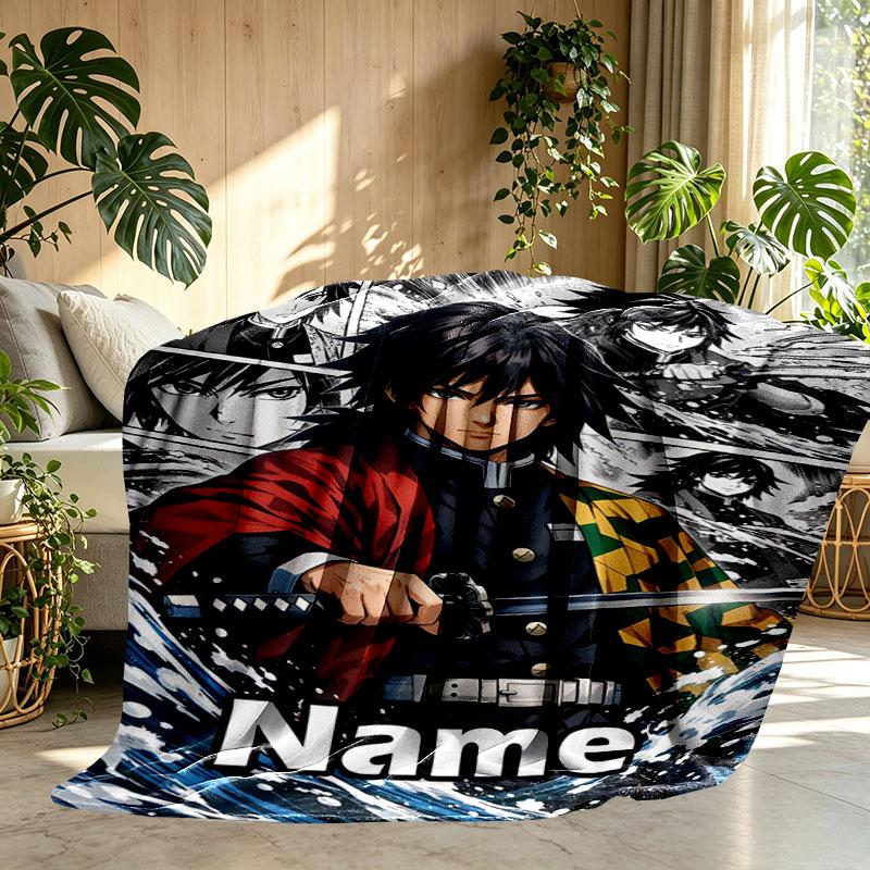 Individuelle Personalisierte Demon Slayer Druckdecke, Heimdekoration, Schlafzimmer, Sofa, Camping, Couch, Geschenke für Geburtstag Weihnachten