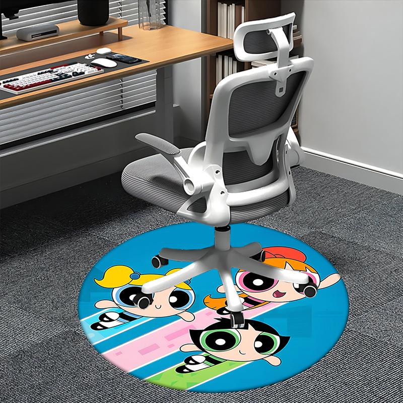

Powerpuff Girls Office Carpet Chair Mats for Desk, Non-Slip Floor Protector, Cute Cartoon Design, Suitable for Home Office Living Room Bedroom Kitchen 80cm by 80cm