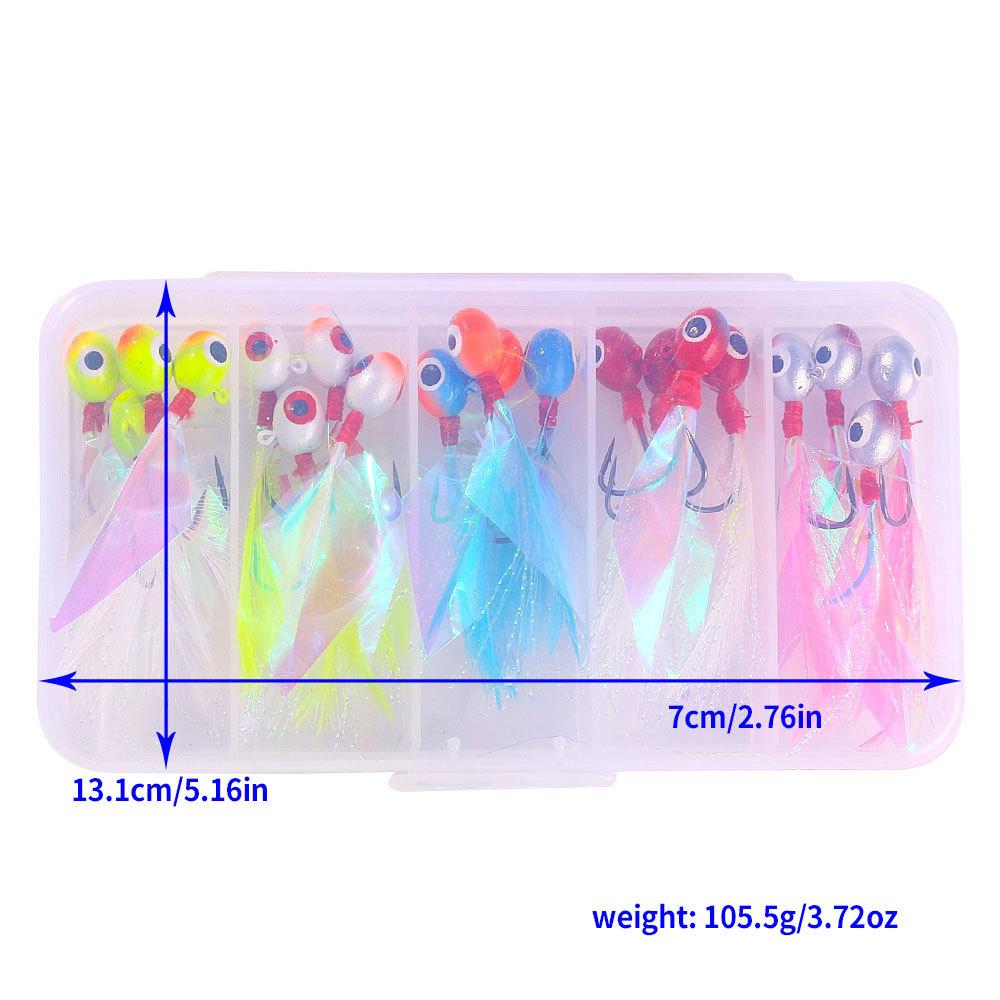 

20 шт./коробка 0,85 г/1,75 г/3,5 г блестящие рыболовные приманки крючки головки джиг-головки перья приманки рыболовные инструменты 3.5g 20pcs/box