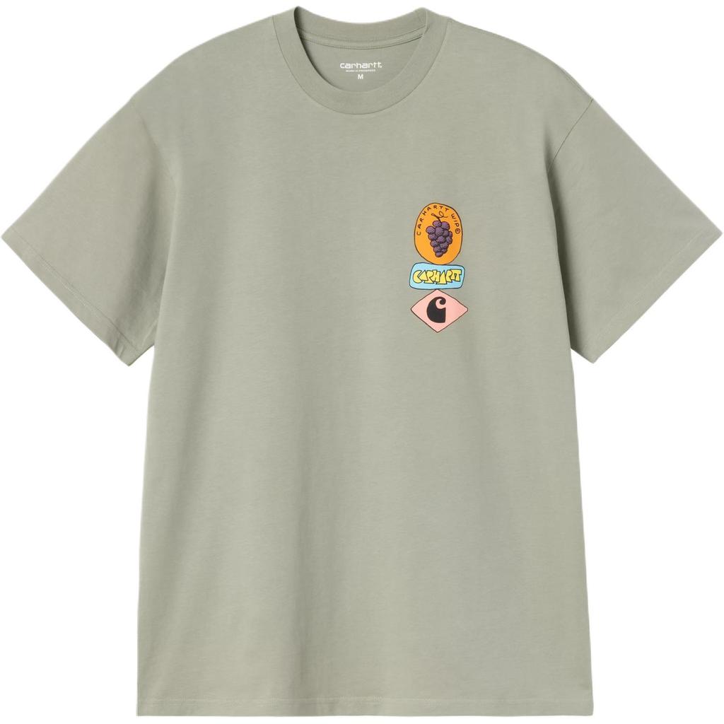 Carhartt WIP Comfortable Loose Fit Stacked Grapes Graphic Print Crew Neck Short Sleeve T-Shirt Unisex Tops I036902-3RF-XX