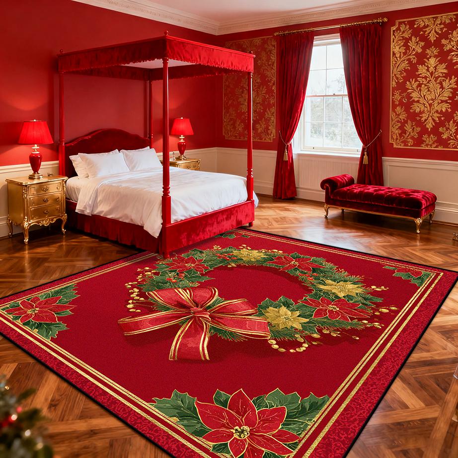 Gorgeous Red Carpet Living Room Large Area Decoration Sofa Area Rugs for Bedroom Cloakroom Non-slip Floor Mats Christmas Gift
