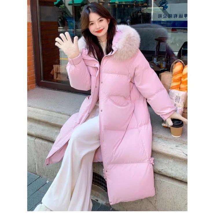 Winter Loose Sweet Thickened Long Cotton with Hooded Coat for Women