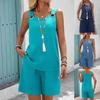 European Solid Color Double Pocket Sleeveless Top & Shorts Set for Women - Elegant Style (2026)