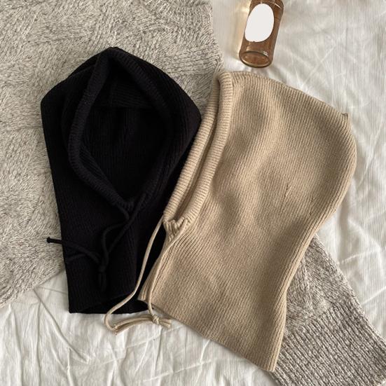 Scarf Hat Solid Color Adjustable Straps Winter Knitted Hat Head Neck Ear Protection Cold Weather Accessories