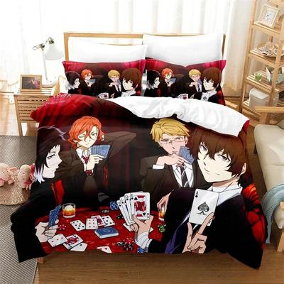 3D Gedrucktes Anime Bungo Stray Dogs Bettwäscheset Mädchen Jungen Erwachsene Einzelbett Twin Queen Size, Bettbezug Kissenbezug Bettwäsche