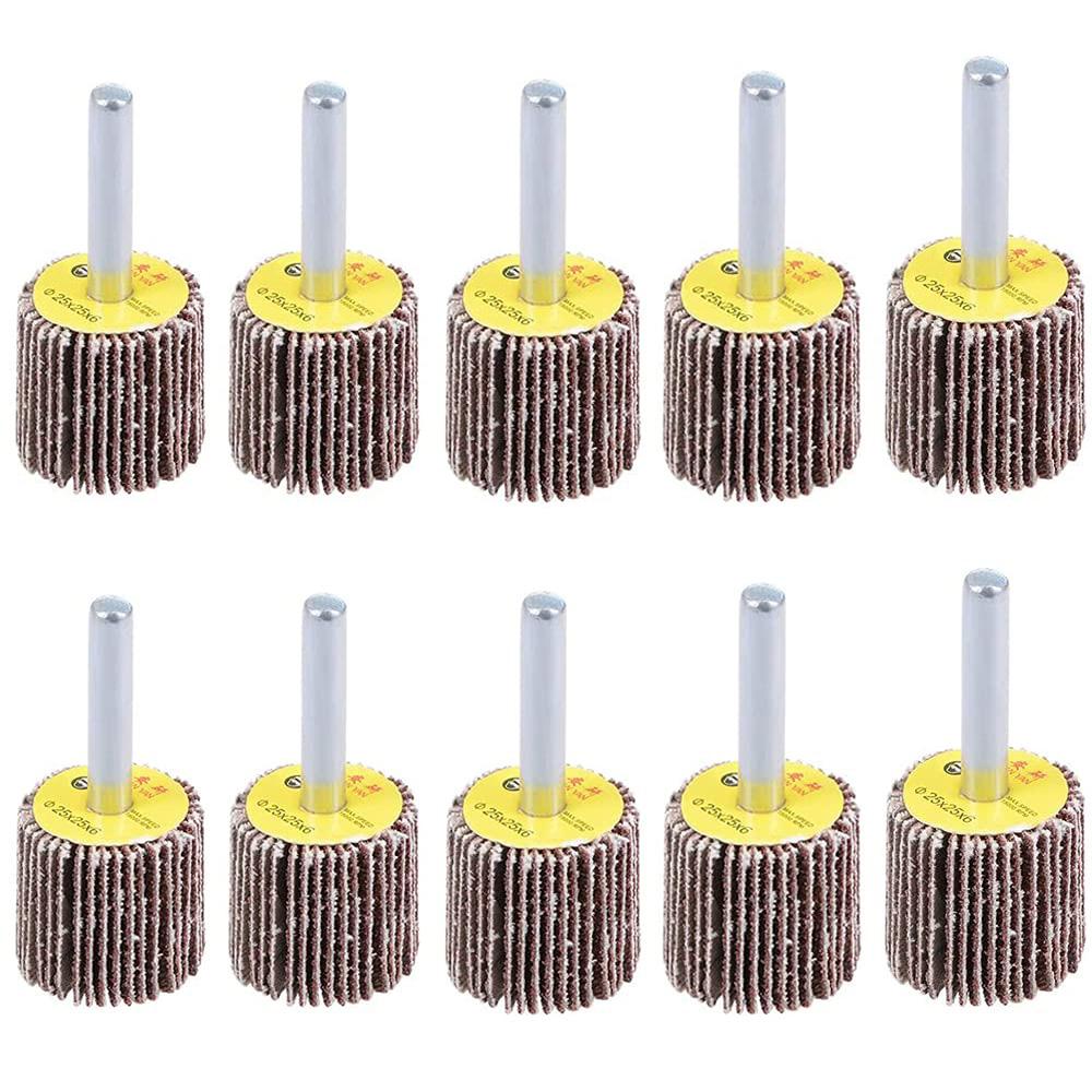 

10 Pcs 20mm Flap Wheelset 80 Grit Sanding Wheel with 3mm Mandrel Shank for Rust Removal and Polishing 10 Pcs